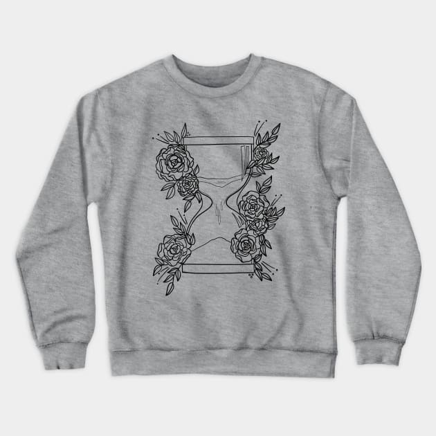 Hourglass and roses black Crewneck Sweatshirt by MoonstoneandMyth